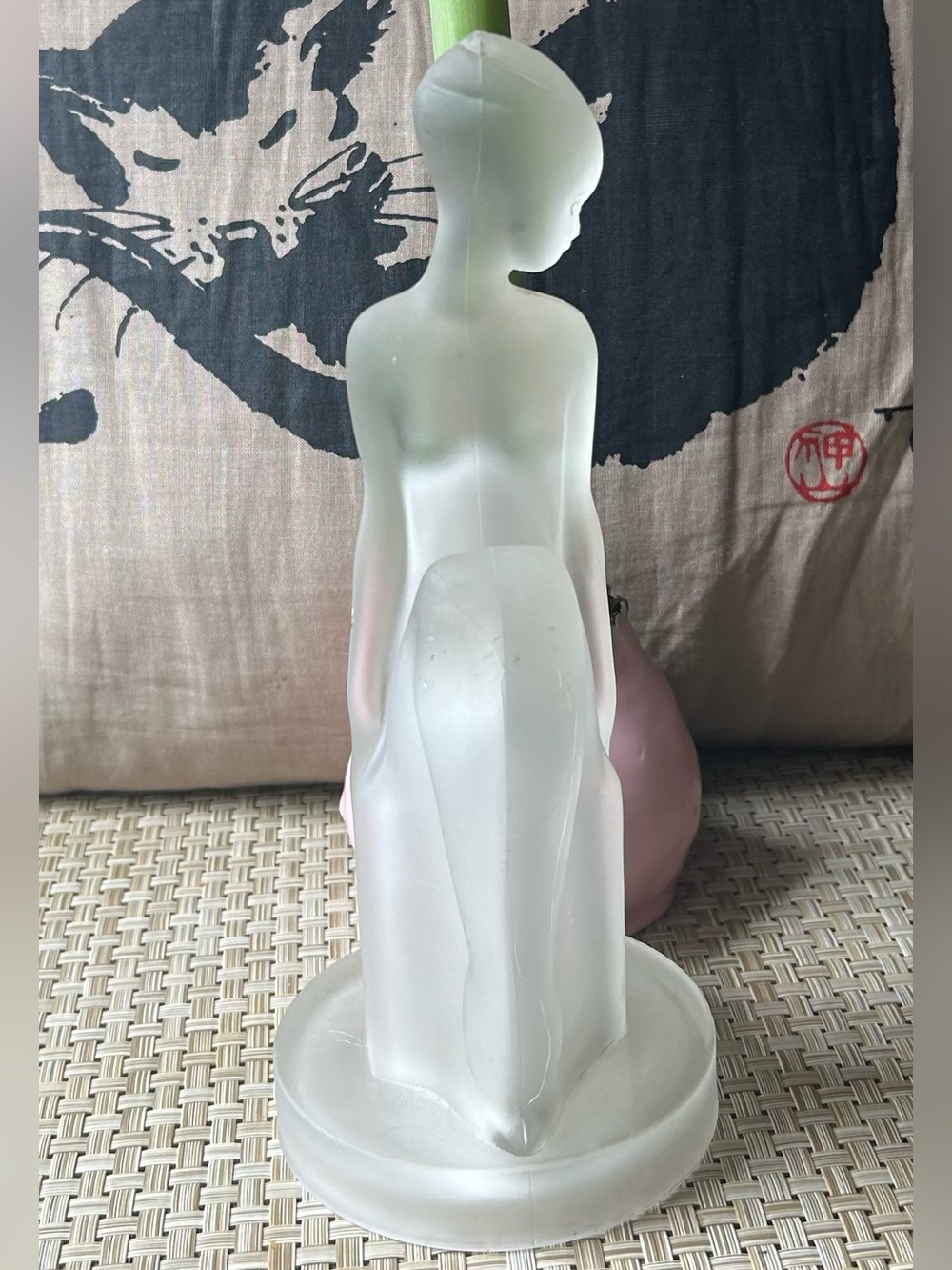 Art Deco c1920’s Frosted Glass Figurine. Was a lamp.